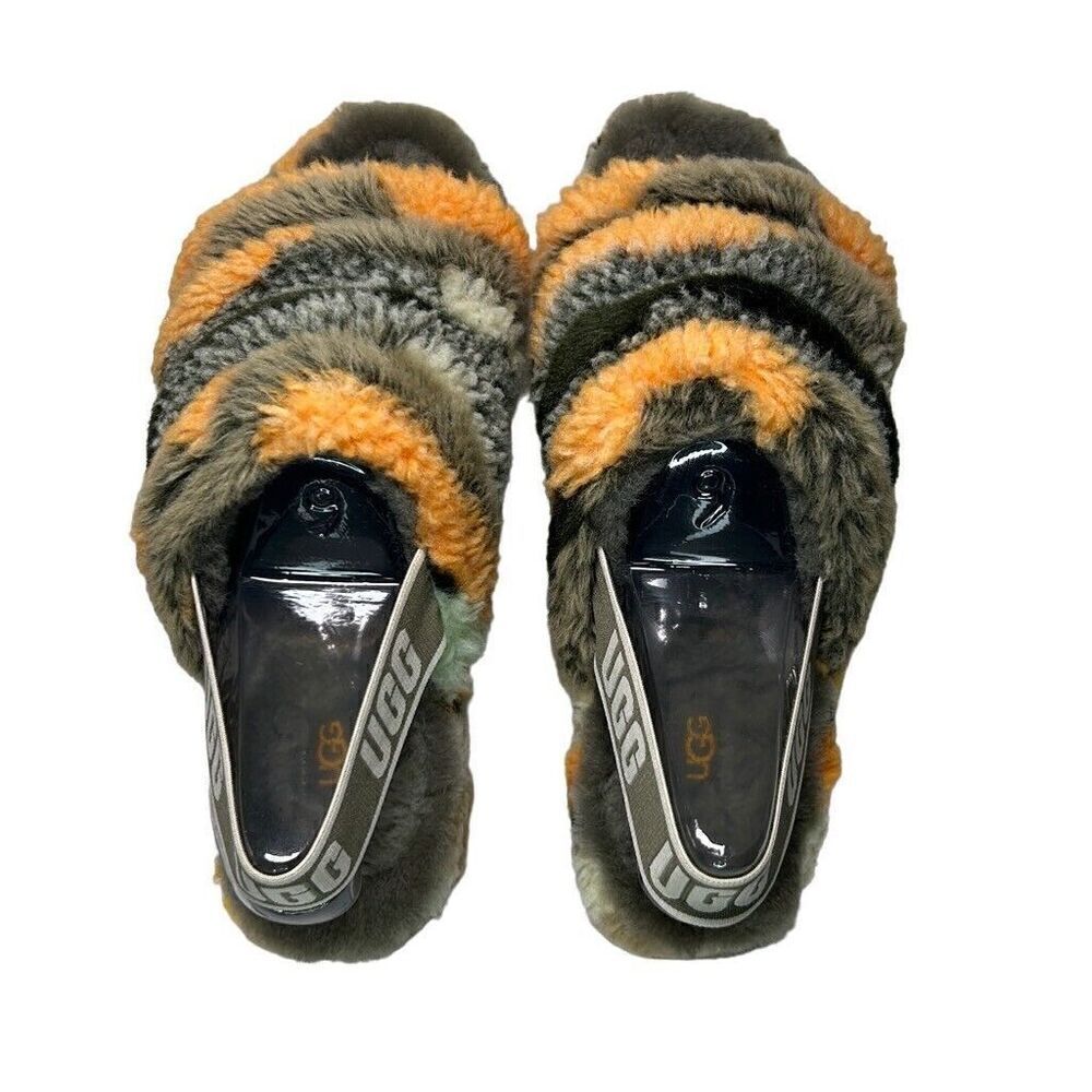 UGG, Women’s Fluff Yeah Slide Sheepskin Slipper in Cali Collage Olive, Size 9 US - Picture 5 of 13